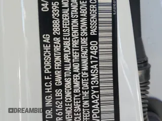 2021 Porsche Taycan z VIN WP0AA2Y13MSA17480, wystawiony jako Copart lot #41578233 z przebiegiem Nie podano mil oraz . Historia ofert i sprzedaży dostępna na DreamBid. Obrazek 12.