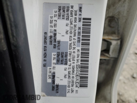 2014 Mazda 2 Sport with VIN JM1DE1KY3E0181629, listed as a Copart auction lot 51043475 with 107,849 mi miles and Salvage Title. Bid and sale history available at carsss.com. Image 12.