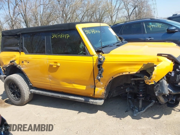 2021 Ford Bronco with VIN 1FMDE5BH7MLA95966, listed as a IAAI auction lot 39078717 with 44,858 mi miles and . Bid and sale history available at DreamBid. Image 6.