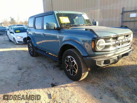 2021 Ford Bronco with VIN 1FMDE5BH0MLA80029, listed as a IAAI auction lot 41172502 with 32,080 mi miles. Bid and sale history available at carsss.com. Image 1.