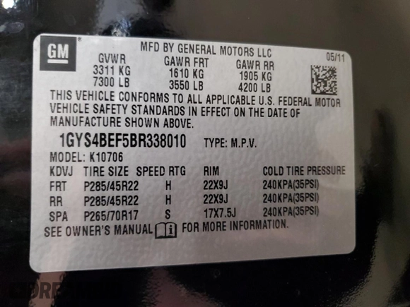 2011 Cadillac Escalade Luxury z VIN 1GYS4BEF5BR338010, wystawiony jako Copart lot #53075885 z przebiegiem 102 589 mil mil oraz Szkoda całkowita • Salvage title. Historia ofert i sprzedaży dostępna na DreamBid. Obrazek 15.