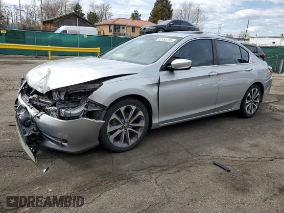 2014 Honda Accord Sedan Sport with VIN 1HGCR2F5XEA033737, listed as a Copart auction lot 52454755 with 138,838 mi miles and Salvage Title. Bid and sale history available at carsss.com. Image 1.