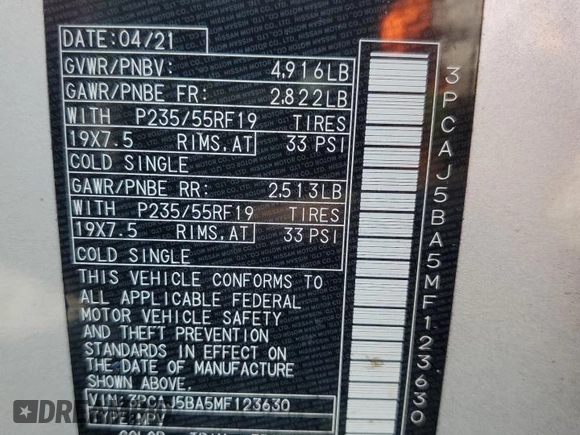 2021 Infiniti QX50 Luxe с VIN 3PCAJ5BA5MF123630, выставлен на аукционе Copart как лот 59622865 с пробегом 99 484 миль миль и Списание • Salvage title. История ставок и продаж доступна на DreamBid. Изображение 14.