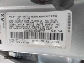 2007 Toyota Corolla CE with VIN 1NXBR30E87Z840733, listed as a IAAI auction lot 42097904 with 224,269 mi miles and . Bid and sale history available at DreamBid. Image 9.