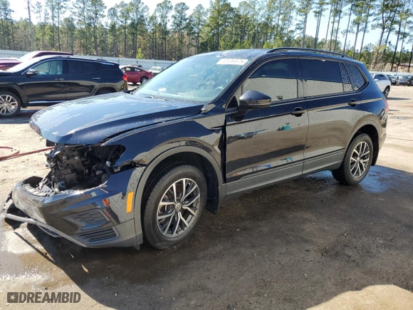2021 Volkswagen Tiguan S with VIN 3VV1B7AX9MM019203, listed as a Copart auction lot 43536875 with 45,918 mi miles and Salvage Title. Bid and sale history available at carsss.com. Image 1.