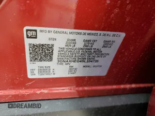 2025 Chevrolet Equinox FWD LT with VIN 3GNAXHEG4SL104735, listed as a Copart auction lot 50981305 with 3,361 mi miles and Salvage Title. Bid and sale history available at DreamBid. Image 14.