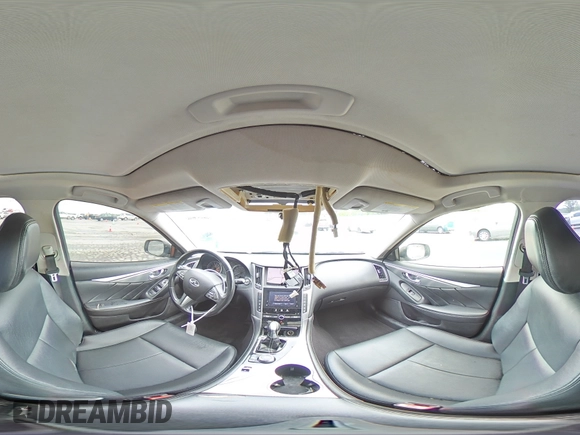 2015 Infiniti Q50 with VIN JN1BV7AP7FM356450, listed as a Copart auction lot 54594765 with 136,096 mi miles and Salvage title. Bid and sale history available at DreamBid. Image 14.