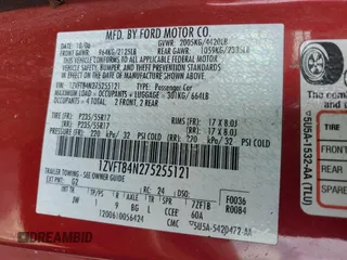 2007 Ford Mustang Deluxe with VIN 1ZVFT84N275255121, listed as a Copart auction lot 62544695 with 201,917 mi miles and Clean title. Bid and sale history available at DreamBid. Image 12.