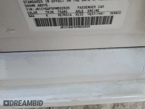 2015 Infiniti Q40 with VIN JN1CV6AP5FM502505, listed as a Copart auction lot 81280014 with 99,606 mi miles and Salvage Title. Bid and sale history available at DreamBid. Image 13.