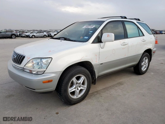 2002 Lexus RX 300 with VIN JTJGF10U520126876, listed as a Copart auction lot 49403165 with 135,345 mi miles and Salvage Title. Bid and sale history available at carsss.com. Image 1.
