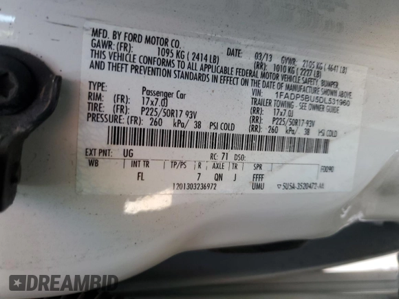 2013 Ford C-Max SEL z VIN 1FADP5BU5DL531960, wystawiony jako Copart lot #56558405 z przebiegiem 93 411 mil mil oraz Szkoda całkowita • Salvage title. Historia ofert i sprzedaży dostępna na DreamBid. Obrazek 12.