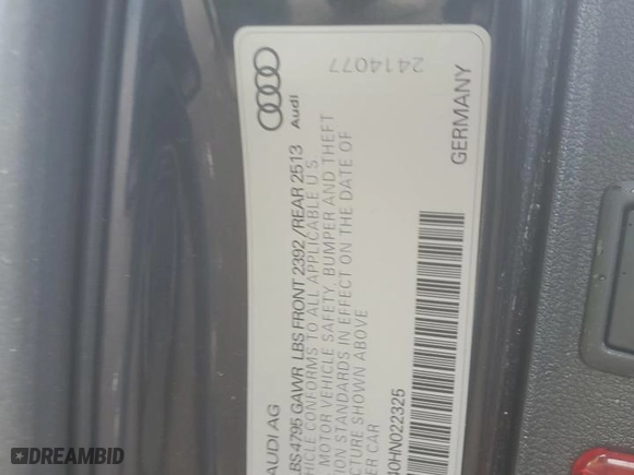 2017 Audi A4 Premium Plus with VIN WAUENAF40HN022325, listed as a Copart auction lot 49175105 with 83,471 mi miles and Salvage Title. Bid and sale history available at carsss.com. Image 14.