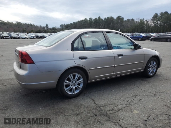 2001 Honda Civic LX with VIN 2HGES16541H601287, listed as a Copart auction lot 49763355 with 141,330 mi miles and Salvage Title. Bid and sale history available at carsss.com. Image 3.
