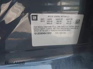 2014 Chevrolet Sonic LT with VIN 1G1JC6SG4E4118781, listed as a IAAI auction lot 41862192 with 124,375 mi miles. Bid and sale history available at carsss.com. Image 9.