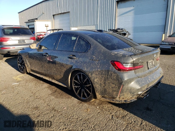 2023 BMW M3 Competition xDrive with VIN WBS43AY02PFP93353, listed as a Copart auction lot 82928274 with 21,135 mi miles and Salvage Title. Bid and sale history available at carsss.com. Image 2.