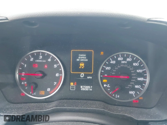 2022 Subaru WRX Premium with VIN JF1VBAF64N9013814, listed as a IAAI auction lot 42452692 with 28,081 mi miles and . Bid and sale history available at DreamBid. Image 7.