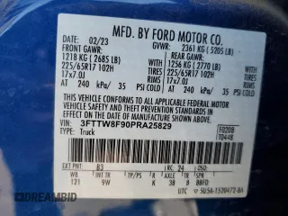 2023 Ford Maverick XL с VIN 3FTTW8F90PRA25829, выставлен на аукционе Copart как лот 60716255 с пробегом 37 296 миль миль и На запчасти • Non repairable. История ставок и продаж доступна на DreamBid. Изображение 13.