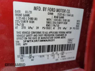 2021 Ford Mustang Mach-E Premium with VIN 3FMTK3R73MMA09251, listed as a Copart auction lot 56739425 with 47,940 mi miles and Salvage title. Bid and sale history available at DreamBid. Image 14.