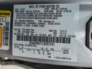 2020 Ford Fusion SE with VIN 3FA6P0H71LR207241, listed as a Copart auction lot 58347785 with 92,375 mi miles and Salvage title. Bid and sale history available at DreamBid. Image 12.