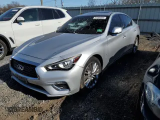 2018 Infiniti Q50 3.0t LUXE with VIN JN1EV7ARXJM431844, listed as a Copart auction lot 52305835 with 50,741 mi miles and Salvage Title. Bid and sale history available at carsss.com. Image 1.