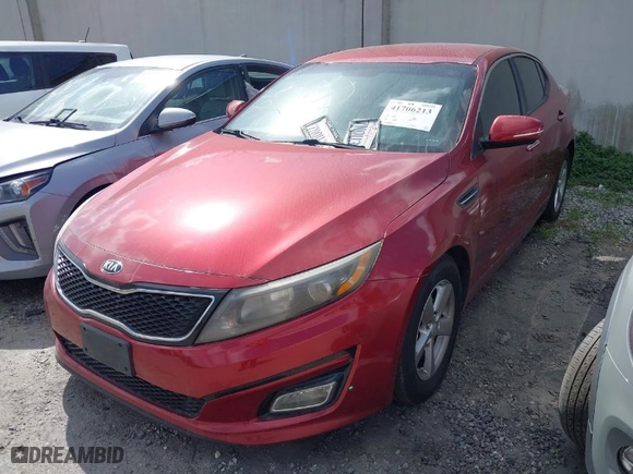 2015 Kia Optima LX with VIN 5XXGM4A70FG503492, listed as a IAAI auction lot 41706213 with 1 mi miles. Bid and sale history available at carsss.com. Image 2.