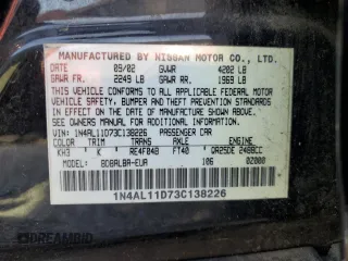 2003 Nissan Altima S with VIN 1N4AL11D73C138226, listed as a Copart auction lot 48662065 with 110,328 mi miles and Salvage Title. Bid and sale history available at carsss.com. Image 12.