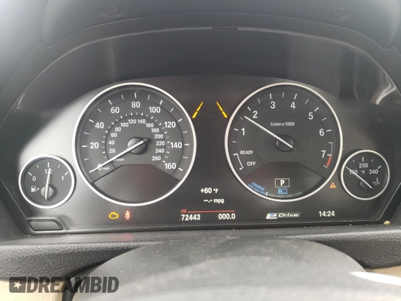 2016 BMW 3 Series 330e iPerformance with VIN WBA8E1C57GK479837, listed as a Copart auction lot 42877554 with 72,443 mi miles. Bid and sale history available at carsss.com. Image 9.