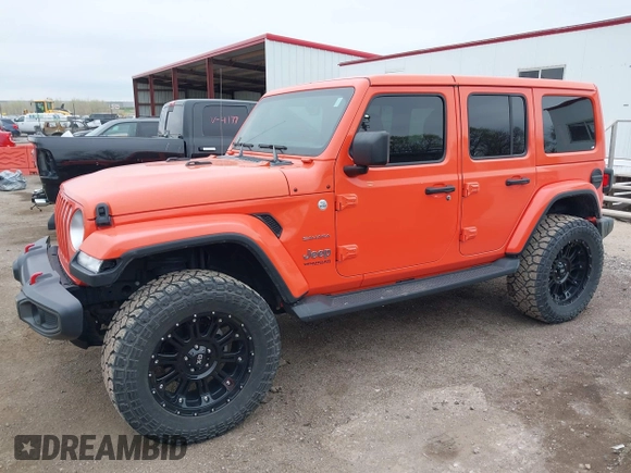 2020 Jeep Wrangler Unlimited Sahara with VIN 1C4HJXENXLW231194, listed as a IAAI auction lot 42083147 with 34,166 mi miles. Bid and sale history available at carsss.com. Image 12.
