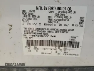 2016 Ford Explorer Platinum with VIN 1FM5K8HT5GGD13491, listed as a Copart auction lot 80239324 with Not Provided miles and Salvage Title. Bid and sale history available at DreamBid. Image 13.