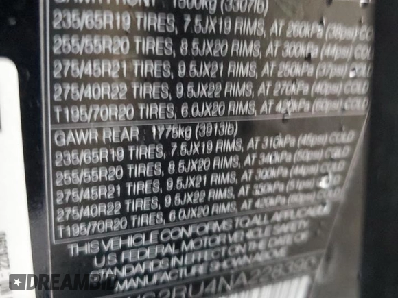 2022 Land Rover Range Rover Sport HST with VIN SALWS2RU4NA228390, listed as a Copart auction lot 86170324 with 32,028 mi miles and Salvage Title. Bid and sale history available at carsss.com. Image 13.