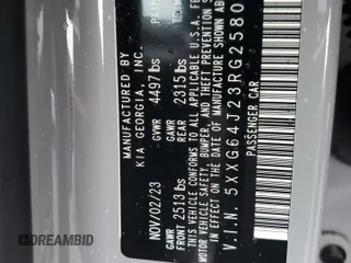2024 Kia K5 GT-Line z VIN 5XXG64J23RG258089, wystawiony jako Copart lot #45465715 z przebiegiem 21 425 mil mil oraz Szkoda całkowita • Salvage title. Historia ofert i sprzedaży dostępna na DreamBid. Obrazek 13.