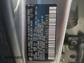 2005 BMW X5 4.4i with VIN 5UXFB53565LV15453, listed as a Copart auction lot 75830774 with 148,211 mi miles and Salvage Title. Bid and sale history available at carsss.com. Image 13.