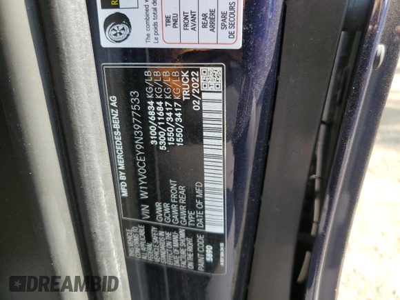 2022 Mercedes-Benz Metris Cargo с VIN W1YV0CEY9N3977533, выставлен на аукционе Copart как лот 64814263 с пробегом 7 188 миль миль и . История ставок и продаж доступна на DreamBid. Изображение 13.