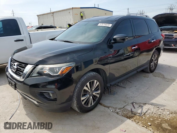 2018 Nissan Pathfinder SV with VIN 5N1DR2MM9JC605775, listed as a Copart auction lot 57074025 with 157,760 mi miles and Salvage title. Bid and sale history available at DreamBid. Image 1.