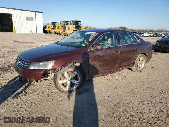2013 Volkswagen Passat SE w/Sunroof with VIN 1VWBP7A33DC061222, listed as a Copart auction lot 45636395 with 127,218 mi miles and Salvage Title. Bid and sale history available at carsss.com. Image 1.