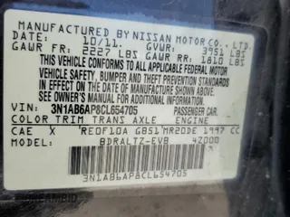 2012 Nissan Sentra S с VIN 3N1AB6AP8CL654705, выставлен на аукционе Copart как лот 60133155 с пробегом 67 241 миль миль и Списание • Salvage title. История ставок и продаж доступна на DreamBid. Изображение 13.