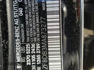 2021 Mercedes-Benz E-Class E 350 with VIN W1KZF8DB3MA873277, listed as a Copart auction lot 41870425 with 47,915 mi miles and Salvage Title. Bid and sale history available at carsss.com. Image 12.