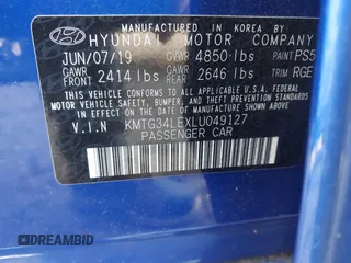 2020 Genesis G70 3.3T with VIN KMTG34LEXLU049127, listed as a IAAI auction lot 41376324 with 38,539 mi miles and . Bid and sale history available at DreamBid. Image 9.