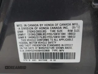 2011 Acura MDX Tech Pkg with VIN 2HNYD2H69BH503868, listed as a IAAI auction lot 41673758 with 198,686 mi miles. Bid and sale history available at carsss.com. Image 9.