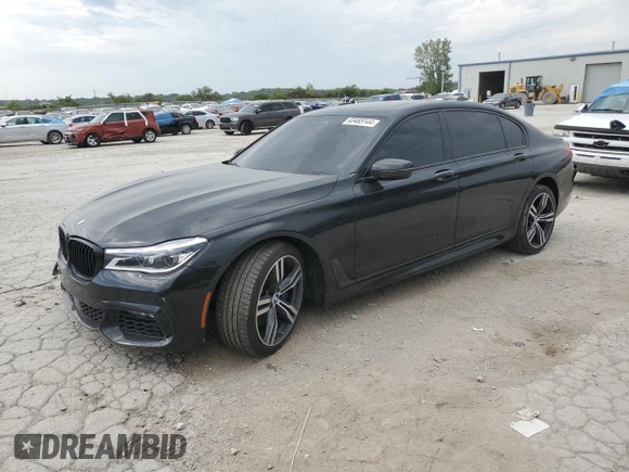 2018 BMW 7 Series 750i with VIN WBA7F0C58JGM23743, listed as a Copart auction lot 63465144 with 44,580 mi miles and Salvage Title. Bid and sale history available at carsss.com. Image 1.