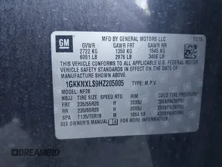 2017 GMC Acadia Denali with VIN 1GKKNXLS9HZ205005, listed as a IAAI auction lot 41894095 with 139,339 mi miles. Bid and sale history available at carsss.com. Image 9.