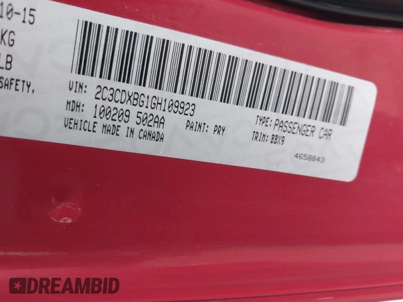 2016 Dodge Charger SE with VIN 2C3CDXBG1GH109923, listed as a IAAI auction lot 41934238 with 130,824 mi miles and . Bid and sale history available at carsss.com. Image 9.