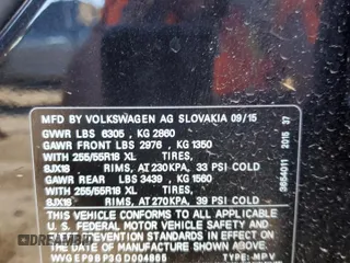 2016 Volkswagen Touareg Sport z VIN WVGEP9BP3GD004865, wystawiony jako Copart lot #87610915 z przebiegiem Nie podano mil oraz Szkoda całkowita • Salvage title. Historia ofert i sprzedaży dostępna na DreamBid. Obrazek 13.