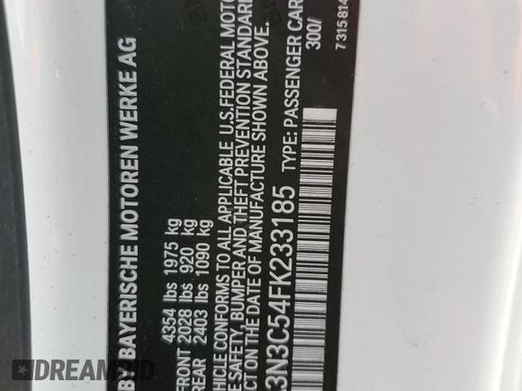 2015 BMW 4 Series 428i with VIN WBA3N3C54FK233185, listed as a Copart auction lot 88672905 with 120,317 mi miles and Salvage Title. Bid and sale history available at DreamBid. Image 12.