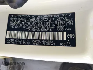 2012 Toyota Prius with VIN JTDKN3DPXC3015496, listed as a IAAI auction lot 41838717 with 178,379 mi miles and . Bid and sale history available at DreamBid. Image 9.