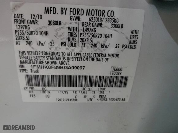2011 Ford Explorer Limited with VIN 1FMHK8F89BGA09097, listed as a Copart auction lot 41467125 with 193,476 mi miles and Non Repairable. Bid and sale history available at carsss.com. Image 13.