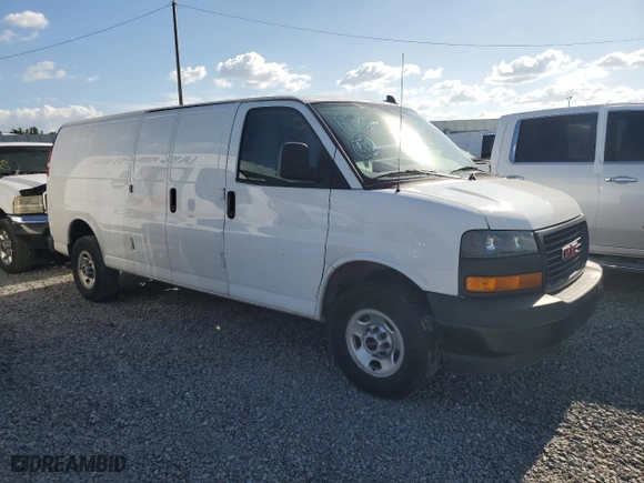 2023 GMC Savana Cargo Van with VIN 1GTW7BFP5P1106258, listed as a Copart auction lot 84307974 with 34,638 mi miles and Non Repairable. Bid and sale history available at carsss.com. Image 4.