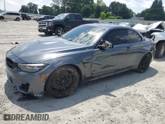 2018 BMW M4 with VIN WBS4Z9C50JED22222, listed as a Copart auction lot 57043595 with 71,899 mi miles and Salvage title. Bid and sale history available at DreamBid. Image 1.