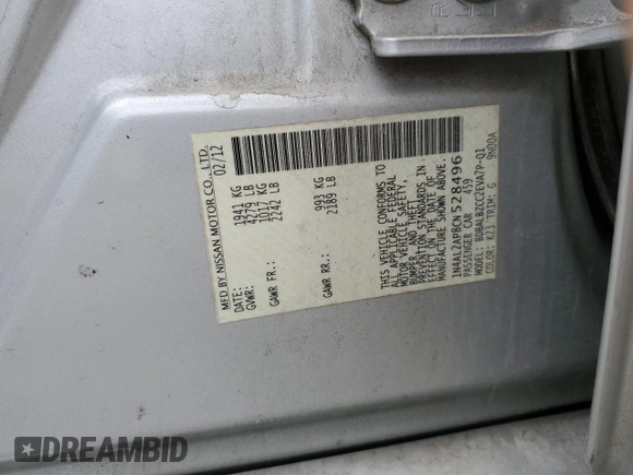 2012 Nissan Altima 2.5 with VIN 1N4AL2AP8CN528496, listed as a Copart auction lot 55933725 with 182,377 mi miles and Clean Title. Bid and sale history available at DreamBid. Image 12.