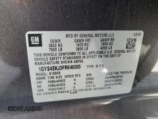 2015 Cadillac Escalade ESV Luxury with VIN 1GYS4SKJ3FR646095, listed as a Copart auction lot 52110345 with 89,818 mi miles and Salvage title. Bid and sale history available at DreamBid. Image 13.